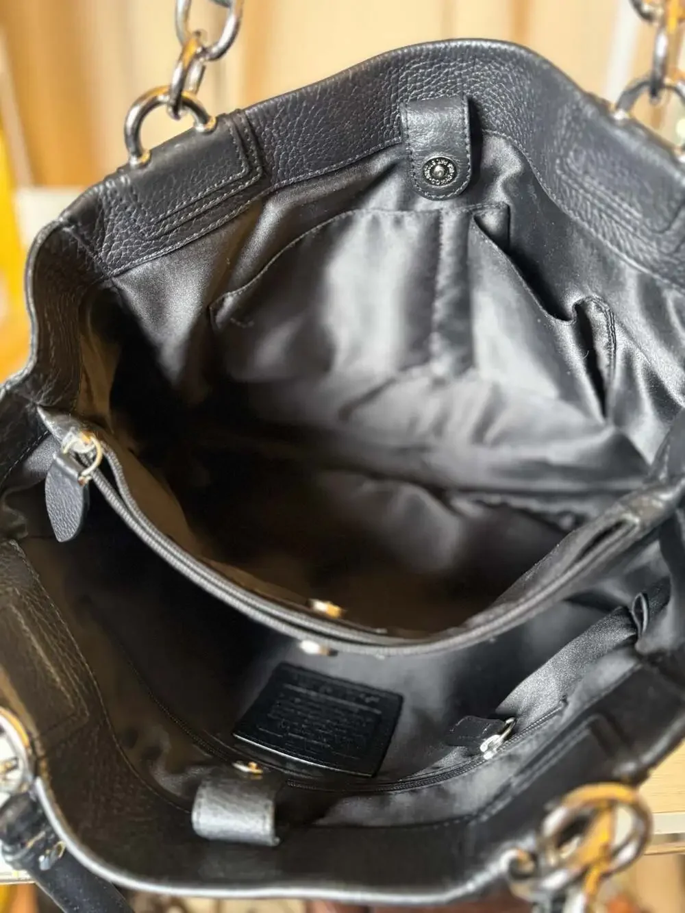 Coach Penelope Carryall Black leather Turn lock satchel!